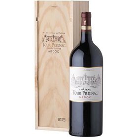 Magnum Coffret Cadeau Caisse Bois - Château Tour Prignac 2018 Médoc Cru Bourgeois - Vin Rouge de Bordeaux