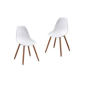 Lot de 2 chaises de jardin en PP - Blanc - 50 x 55 x 85