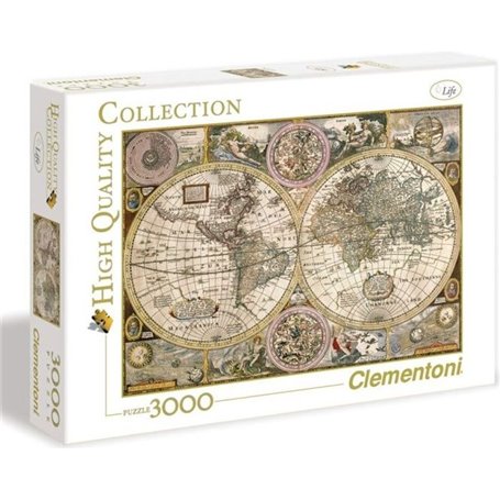 Clementoni - Puzzle Carte Antique - 3000 pieces - A partir de 10 ans - Fabriqué en Italie