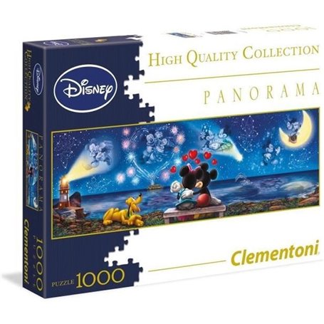 Clementoni - Puzzle Panorama - 1000 pieces - Mickey et Minnie - Fabriqué en Italie