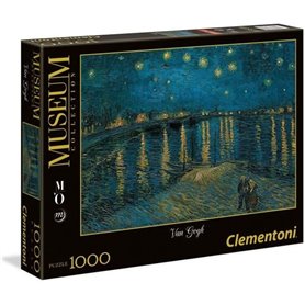 Clementoni - Puzzle Van Gogh Nuit étoilée sur le Rhône - 1000 pieces - 69x50cm - Fabriqué en Italie