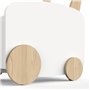 Chariot de rangement a roulettes - FIRMIANA - Style scandinave - Blanc mat / Chene kronberg - 49,8 x 35 x 52,5 cm - DEME