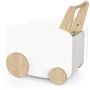 Chariot de rangement a roulettes - FIRMIANA - Style scandinave - Blanc mat / Chene kronberg - 49,8 x 35 x 52,5 cm - DEME