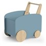 Chariot de rangement a roulettes - FIRMIANA - Style scandinave - Bleu orage et bois naturel - 49