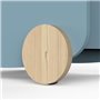 Chariot de rangement a roulettes - FIRMIANA - Style scandinave - Bleu orage et bois naturel - 49,8 x 35 x 52,5 cm - DEME