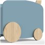 Chariot de rangement a roulettes - FIRMIANA - Style scandinave - Bleu orage et bois naturel - 49,8 x 35 x 52,5 cm - DEME