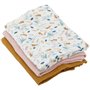 Lot de 3 langes Bambou - DOMIVA - 1 Imprimé + 2 Uni - Rose caramel - 60x60 cm