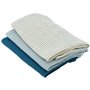 Lot de 3 langes Bambou - DOMIVA - 1 Imprimé + 2 Uni - Bleu indigo - 60x60 cm