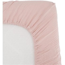 Drap housse lange - DOMIVA - 70x140 cm - Vieux rose - Gaze de coton