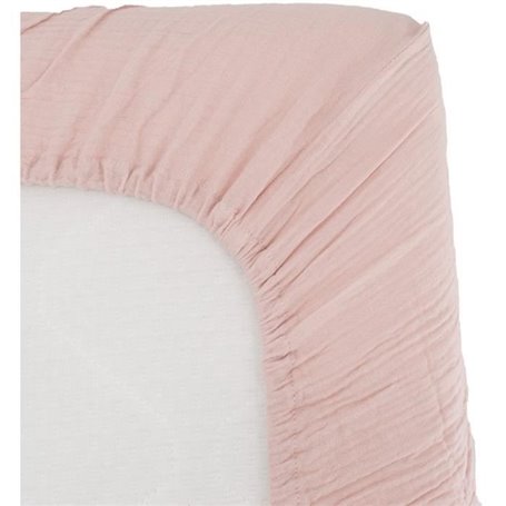 Drap housse lange - DOMIVA - 70x140 cm - Vieux rose - Gaze de coton