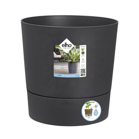 Pot de fleur Elho Plastique Carré Greensense Aqua Care Gris Charbon 29