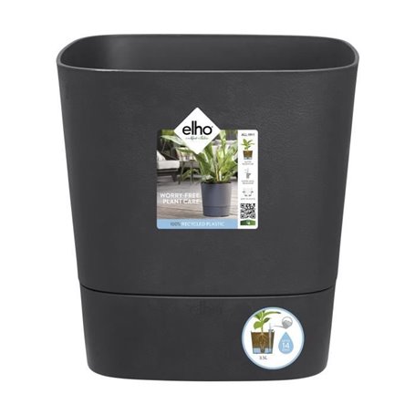 Pot de fleur Elho Plastique Carré Greensense Aqua Care Gris Charbon 29