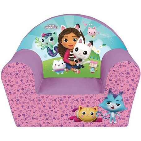 Fauteuil club enfant GABBY ET LA MAISON MAGIQUE - Fun House - Rose - L.52 x P.33 x H.42 cm