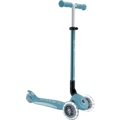 Trottinette 3 roues pliable - GLOBBER - PRIMO FOLDABLE PLUS LIGHTS - Bleu aqua - Roues lumineuses - 2 a 9 ans - 50 Kg