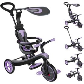 Tricycle évolutif EXPLORER 4 EN 1 - GLOBBER - Iris - Draisienne - de 10 mois a 5 ans - Montage sans outils