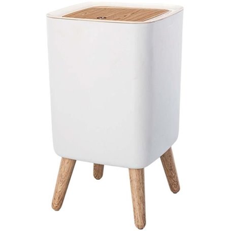 Poubelle sur pied de salle de bain push - MALMO SQUARE - KITCHEN MOVE - 10L - Bois design