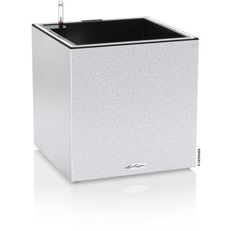 Pot de fleur LECHUZA Canto Stone Cube 40 - kit complet LED