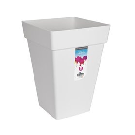 Elho Loft Urban Bac a fleurs Carré Haut 37 - Blanc - Ø 37 x H 51 cm - extérieur - 100% recyclé