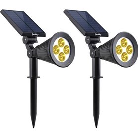 Lot de 2 projecteurs solaires a LED Spiky - LUMI JARDIN - 200 Lumens - Blanc chaud - Etanche - 34 cm