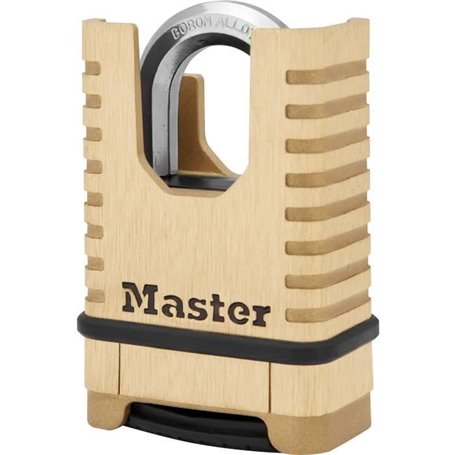 Cadenas en Laiton Massif Haute Sécurité - MASTER LOCK - M1177EURDCC - Anse Protégée - a Combinaison - Ultra Résistant et