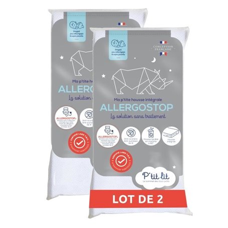 Lot de 2 Proteges Matelas Bébé Allergostop - 60x120 cm - Contre les Punaises de Lits et les Acariens - Housse complete Imperméab