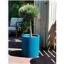 Bac a fleurs rond RIVIERA GRANIT - Plastique - Diametre 50 cm - Bleu