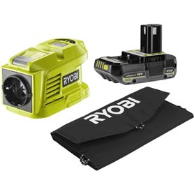 Kit voyage - RYOBI - Panneau Solaire 21 W + Transformateur / chargeur RY18BI150B-0 + 1 batterie lithium+ 18 V 2