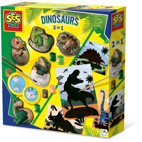 Dinosaures 2 en 1 - Moulage et peinture et scratch - Loisirs créatifs - SES CREATIVE - Mouler