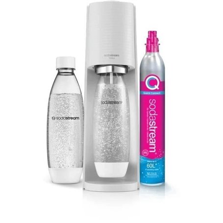 SodaStream TERRA Machine a Eau Pétillante -Pack 2 Bouteilles 1L Compatible Lave-Vaisselle + 1 Recharge de Gaz 60L a Clipser