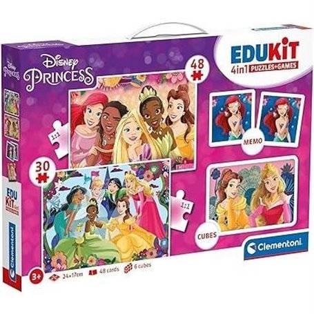 Clementoni - Edukit - Disney Princesses - Coffret apprentissage 4 en 1 - 2 puzzles