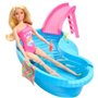 Barbie - Poupée et accessoires - Coffret poupée blonde avec piscine