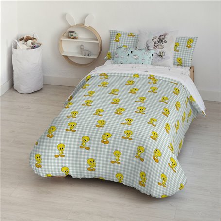 Housse de Couette Piolín Tweety Vichy Multicouleur 155 x 220 cm