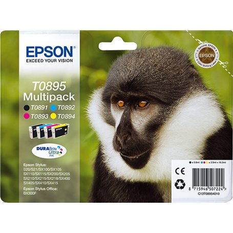 Epson Monkey Multipack "Singe" 4 couleurs - Encre DURABrite Ultra noire