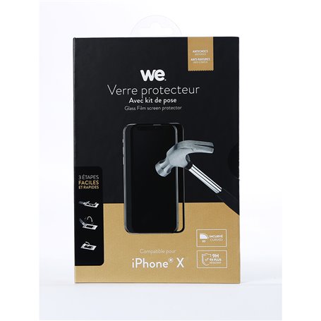 ***WE Verre tremp APPLE IPHONE X / XS - Avec kit de pose