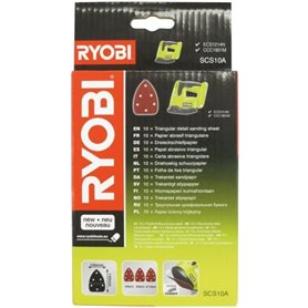 Assortiment 10 abrasifs auto-agrippants - RYOBI - 140x100 - pour ponceuse triangulaire R18PS-0 / CRO180MHG