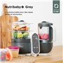 BABYMOOV Nutribaby(+) - Robot Multifonctions 6 en 1 - Cuiseur-vapeur/Mixeur - Gris