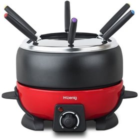 Appareil a fondue électrique rouge et noir - HKoeNIG ALP1800 - 6 personnes - 2L - 800W - Thermostat réglable