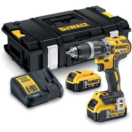 DEWALT Perceuse Visseuse a Percussion Sans Fil Brushless XR 18V Li-Ion 5Ah avec Coffret TSTAK