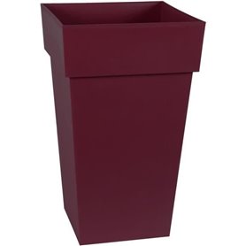 EDA Pot de Fleur Carré Haut TOSCANE - Volume 62 L - 39 x 39 x H.65 cm - Rouge bourgogne