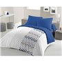 Parure de couette microfibre AMBROISIE - 1 housse de couette 240 x 260 cm + 2 taies d'oreiller 63 x 63 cm - Bleu