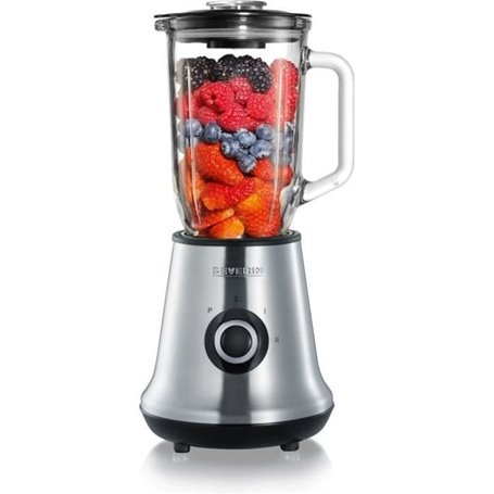 Blender SEVERIN SM3734 - Récipient en verre d'1L - 2 vitesses + fonction pulse - 22 000 tours/min - Inox/Noir