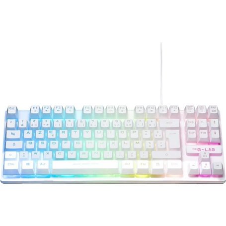 Clavier Gaming - Membrane RGB TKL - THE G-LAB -  KEYZ-CAESIUMT-W/FR - FR Layout - 12 raccourcis - 100% personnalisable - Blanc