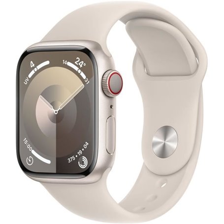 Apple Watch Series 9 GPS + Cellular - 41mm - Boîtier Starlight Aluminium - Bracelet Starlight Sport Band - S/M