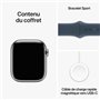 Apple Watch Series 9 GPS + Cellular - 41mm - Boîtier Acier Argent - Bracelet Storm Blue Sport Band - M/L