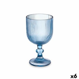 Verre Rayures Bleu verre 370 ml (6 Unités)