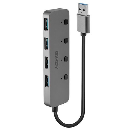 Lindy 43309 hub & concentrateur USB 3.2 Gen 1 (3.1 Gen 1) Type-A 5 Mbit/s Gris