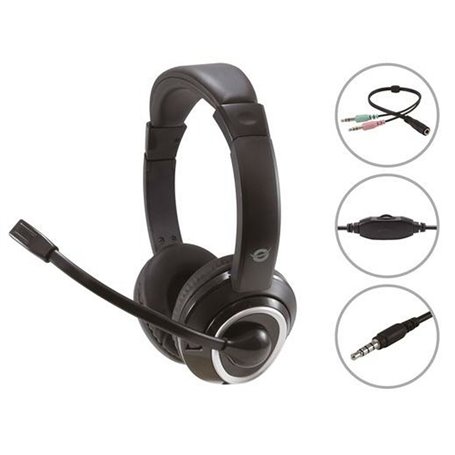 Conceptronic POLONA02BA écouteur/casque Avec fil Arceau Jouer Noir