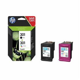 HP 301 pack de 2 cartouches d'encre noir/trois couleurs authentiques