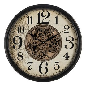Horloge Murale Noir Crème Verre Fer 66 x 9
