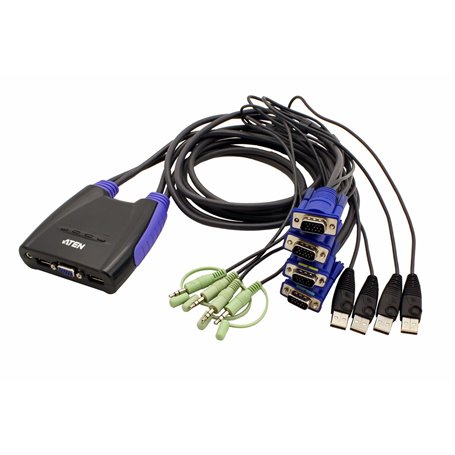 ATEN Commutateur KVM à câble VGA/audio USB 4 ports (0